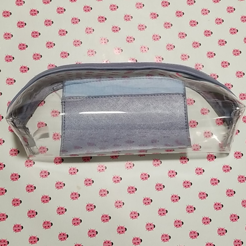 Clear cosmetic bag with pocket , BNWOT